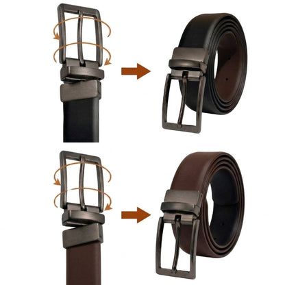 THE MEN THING Leather Belts VEXARO BROWN - Premium Genuine Leather Reversible Belt for Men & Boys | Durable & Stylish for Everyday Wear