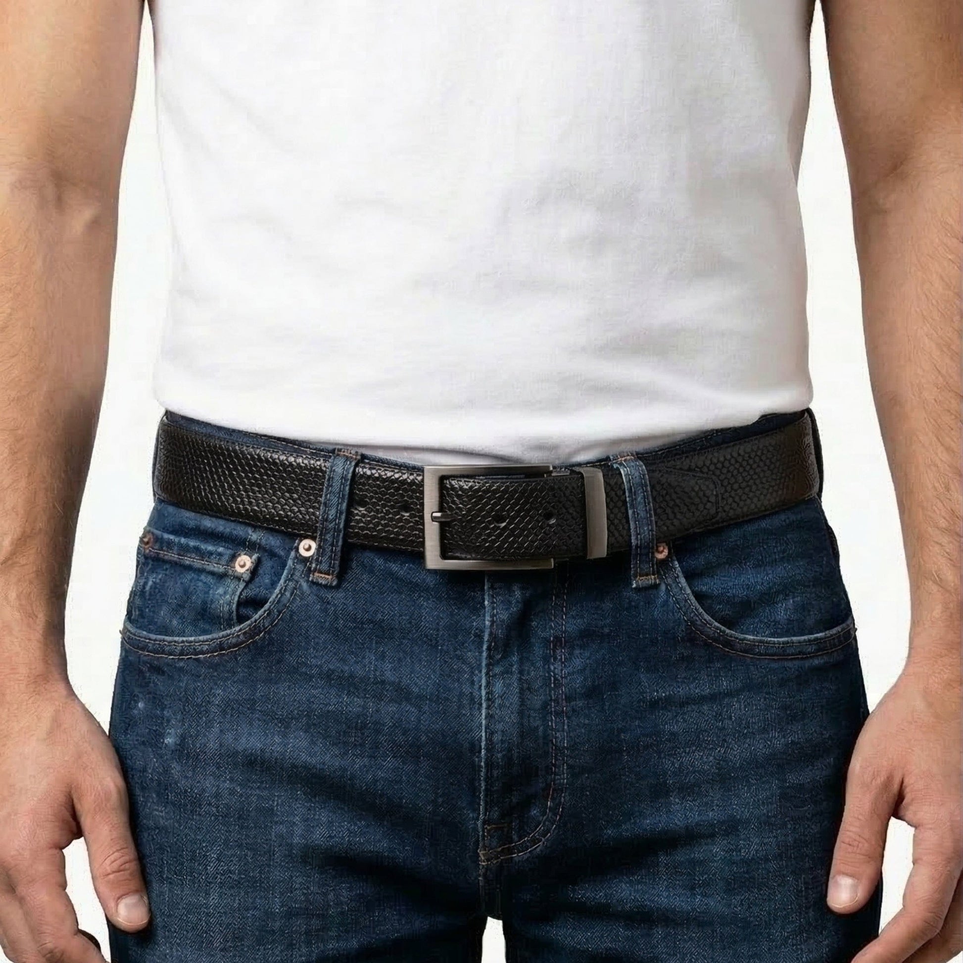 THE MEN THING Leather Belts VEXTOR BLACK - Premium Genuine Leather Reversible Belt for Men & Boys | Durable & Stylish for Everyday Wear
