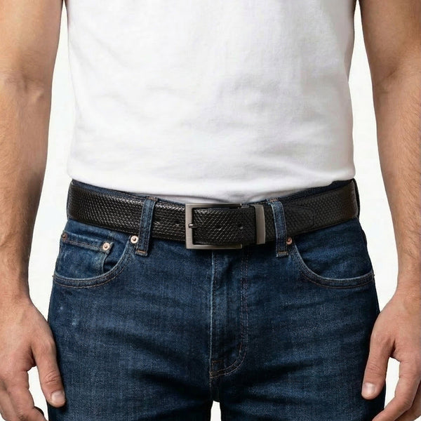 Mens Genuine Leather Belt | 2 in 1 Reversible (Black & Brown) (1 Pc.) - VEXTOR