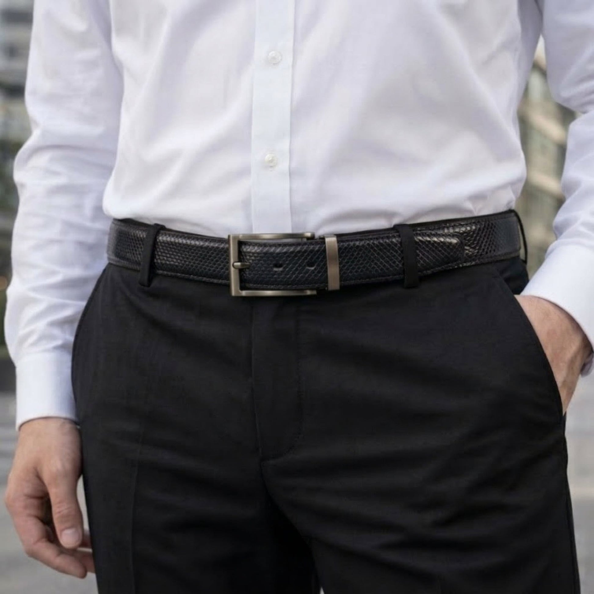 THE MEN THING Leather Belts VEXTOR BLACK - Premium Genuine Leather Reversible Belt for Men & Boys | Durable & Stylish for Everyday Wear