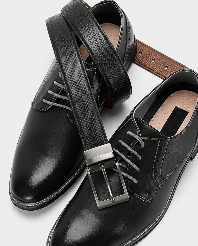 THE MEN THING Leather Belts VEXTOR BLACK - Premium Genuine Leather Reversible Belt for Men & Boys | Durable & Stylish for Everyday Wear