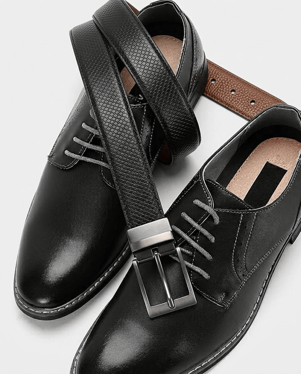 Mens Genuine Leather Belt | 2 in 1 Reversible (Black & Brown) (1 Pc.) - VEXTOR