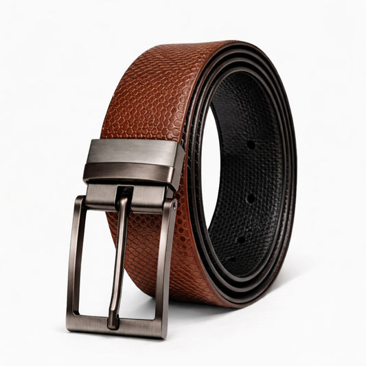 THE MEN THING Leather Belts VEXTOR BROWN - Premium Genuine Leather Reversible Belt for Men & Boys | Durable & Stylish for Everyday Wear