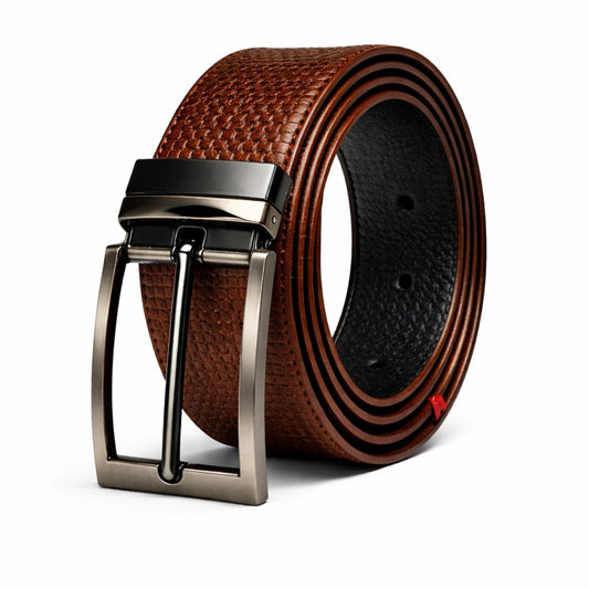 THE MEN THING Leather Belts VINTEX BROWN - Premium Genuine Leather Reversible Belt for Men & Boys | Durable & Stylish for Everyday Wear