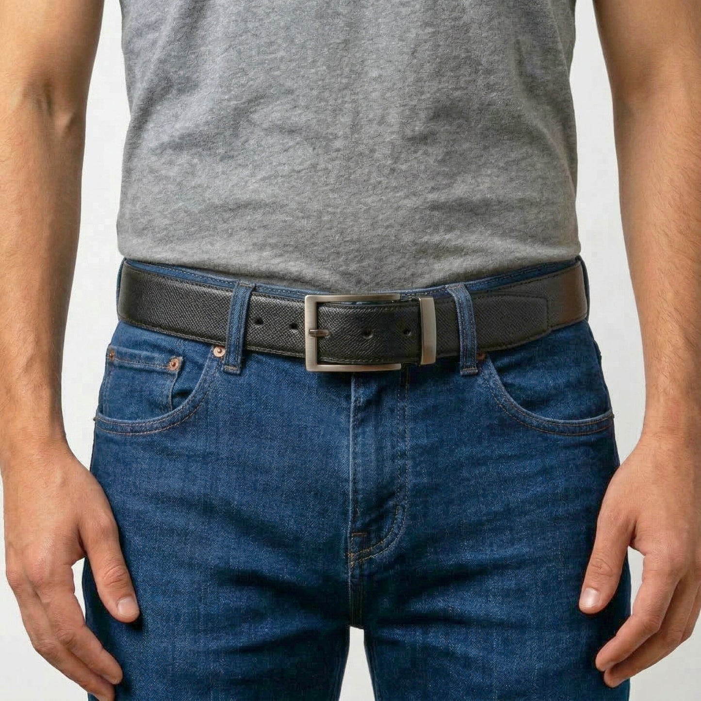 THE MEN THING Leather Belts VOLTEX BLACK - Premium Genuine Leather Reversible Belt for Men & Boys | Durable & Stylish for Everyday Wear