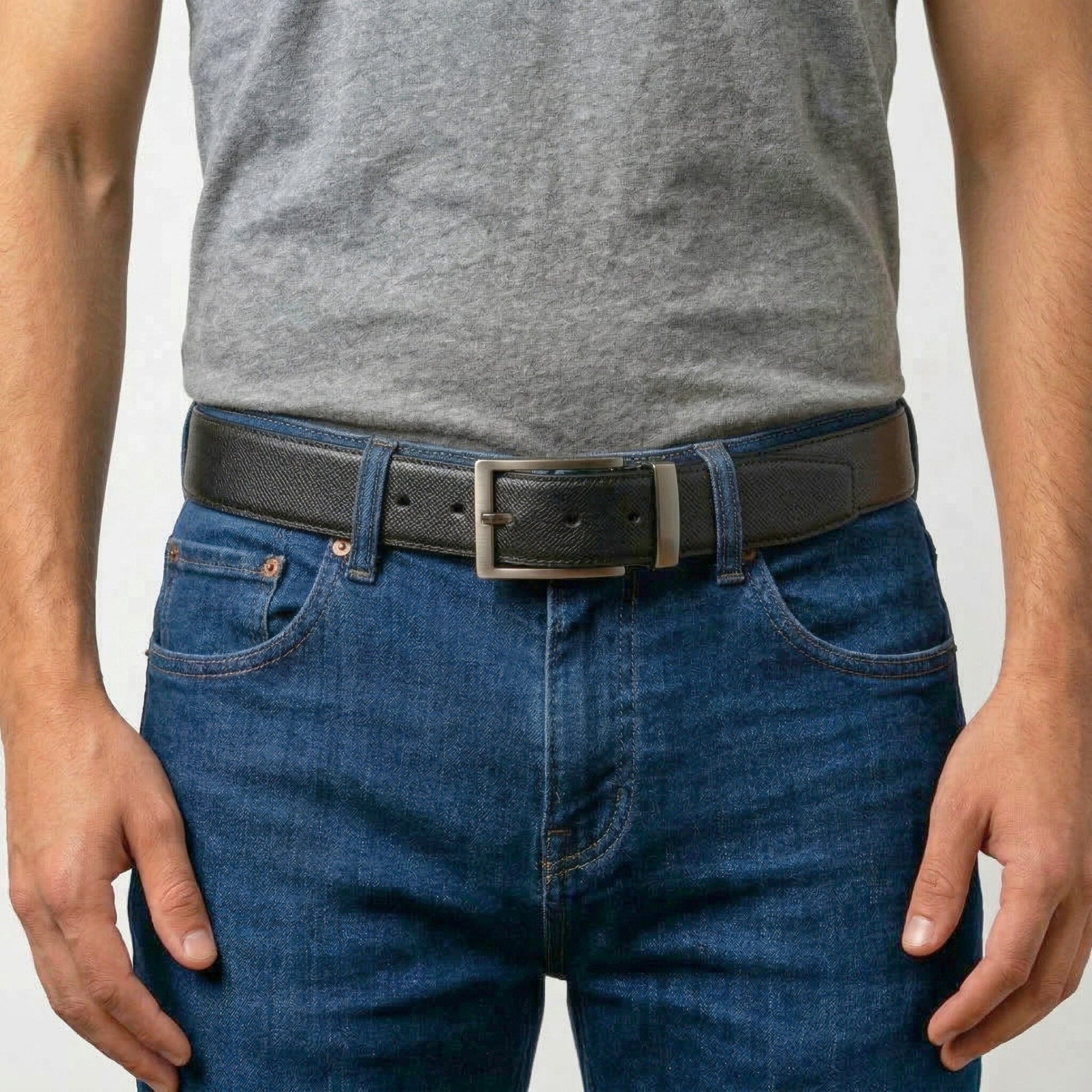 THE MEN THING Leather Belts VOLTEX BLACK - Premium Genuine Leather Reversible Belt for Men & Boys | Durable & Stylish for Everyday Wear