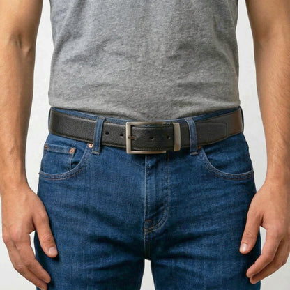 THE MEN THING Leather Belts VOLTEX BLACK - Premium Genuine Leather Reversible Belt for Men & Boys | Durable & Stylish for Everyday Wear