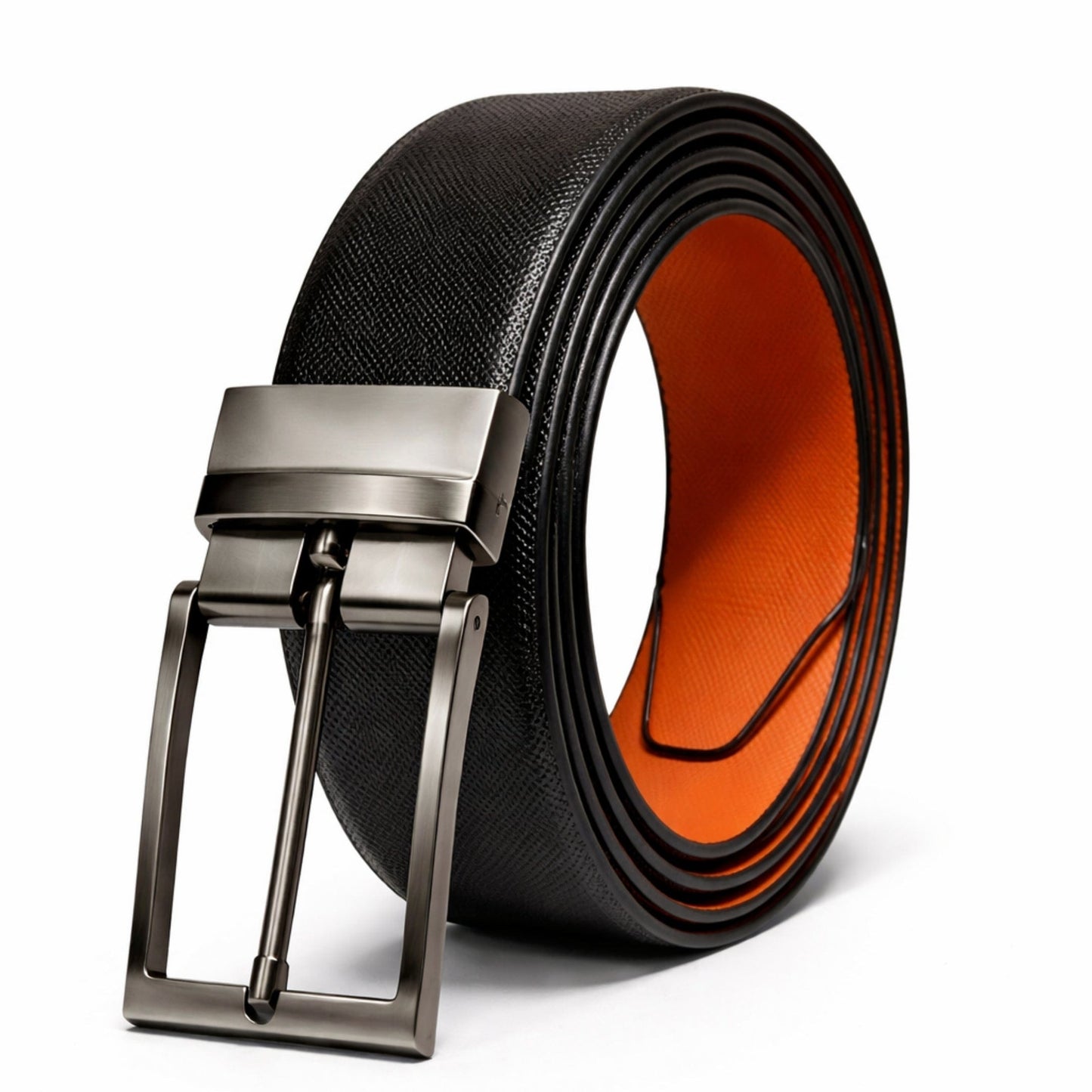 THE MEN THING Leather Belts VOLTEX BLACK - Premium Genuine Leather Reversible Belt for Men & Boys | Durable & Stylish for Everyday Wear