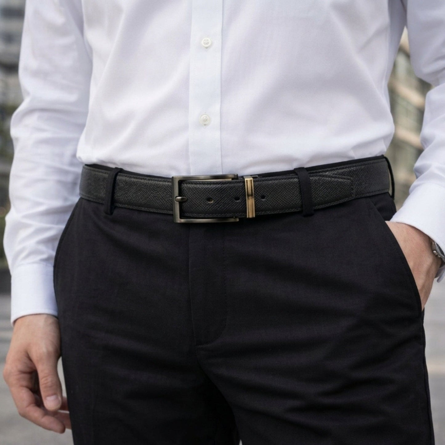 THE MEN THING Leather Belts VOLTEX BLACK - Premium Genuine Leather Reversible Belt for Men & Boys | Durable & Stylish for Everyday Wear
