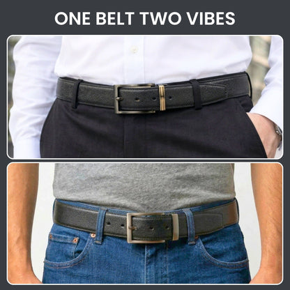 THE MEN THING Leather Belts VOLTEX BLACK - Premium Genuine Leather Reversible Belt for Men & Boys | Durable & Stylish for Everyday Wear