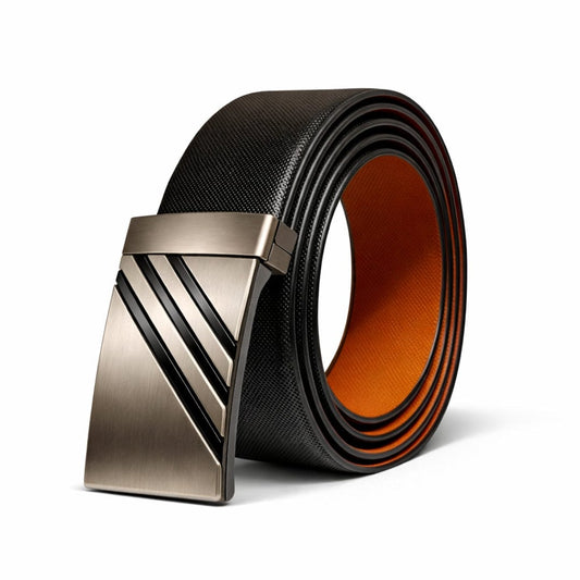 THE MEN THING Leather Belts VSTRYX BLACK - Premium Genuine Leather Reversible Belt for Men & Boys | Durable & Stylish for Everyday Wear