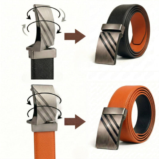 THE MEN THING Leather Belts VSTRYX BROWN - Premium Genuine Leather Reversible Belt for Men & Boys | Durable & Stylish for Everyday Wear