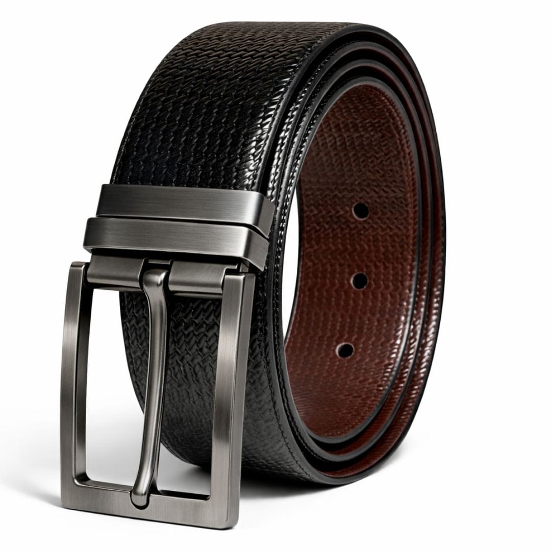 THE MEN THING Leather Belts WEVARO BLACK - Premium Genuine Leather Reversible Belt for Men & Boys | Durable & Stylish for Everyday Wear