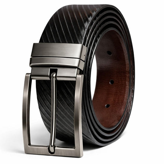 THE MEN THING Leather Belts ZORANO BLACK - Premium Genuine Leather Reversible Belt for Men & Boys | Durable & Stylish for Everyday Wear