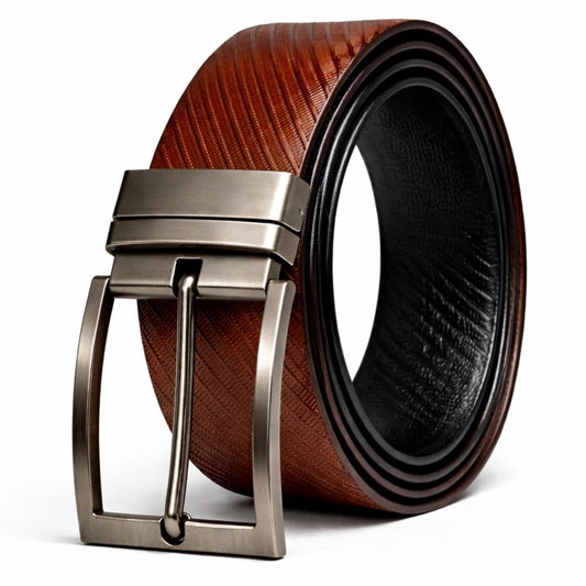 THE MEN THING Leather Belts ZORANO BROWN - Premium Genuine Leather Reversible Belt for Men & Boys | Durable & Stylish for Everyday Wear