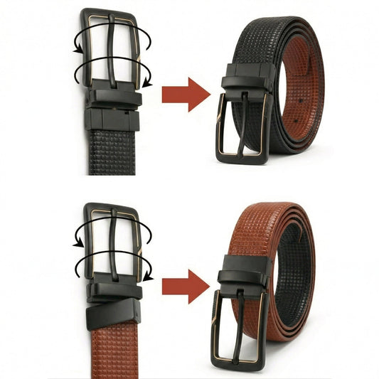 THE MEN THING Leather Belts ZYNARO BLACK - Premium Genuine Leather Reversible Belt for Men & Boys | Durable & Stylish for Everyday Wear