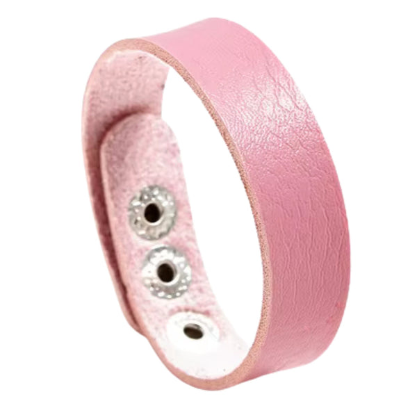 BLAZEFIT BABY PINK STRAP - 18mm Genuine Leather Bracelet with Stainless Steel Stud button Closure for Men & Boys (6.6-7.1-7.6 inch)