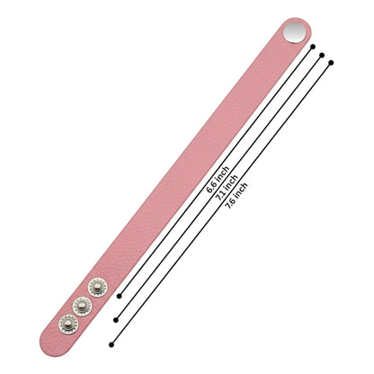 THE MEN THING Leather Bracelet BLAZEFIT BABY PINK STRAP - 18mm Genuine Leather Bracelet with Stainless Steel Stud button Closure for Men & Boys (6.6-7.1-7.6 inch)