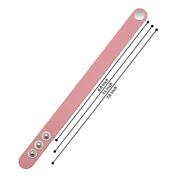 BLAZEFIT BABY PINK STRAP - 18mm Genuine Leather Bracelet with Stainless Steel Stud button Closure for Men & Boys (6.6-7.1-7.6 inch)