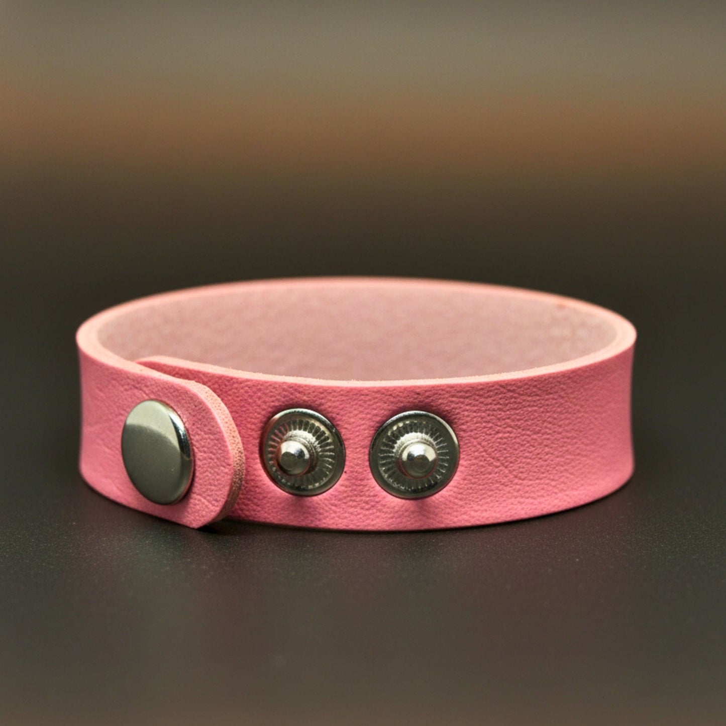 THE MEN THING Leather Bracelet BLAZEFIT BABY PINK STRAP - 18mm Genuine Leather Bracelet with Stainless Steel Stud button Closure for Men & Boys (6.6-7.1-7.6 inch)