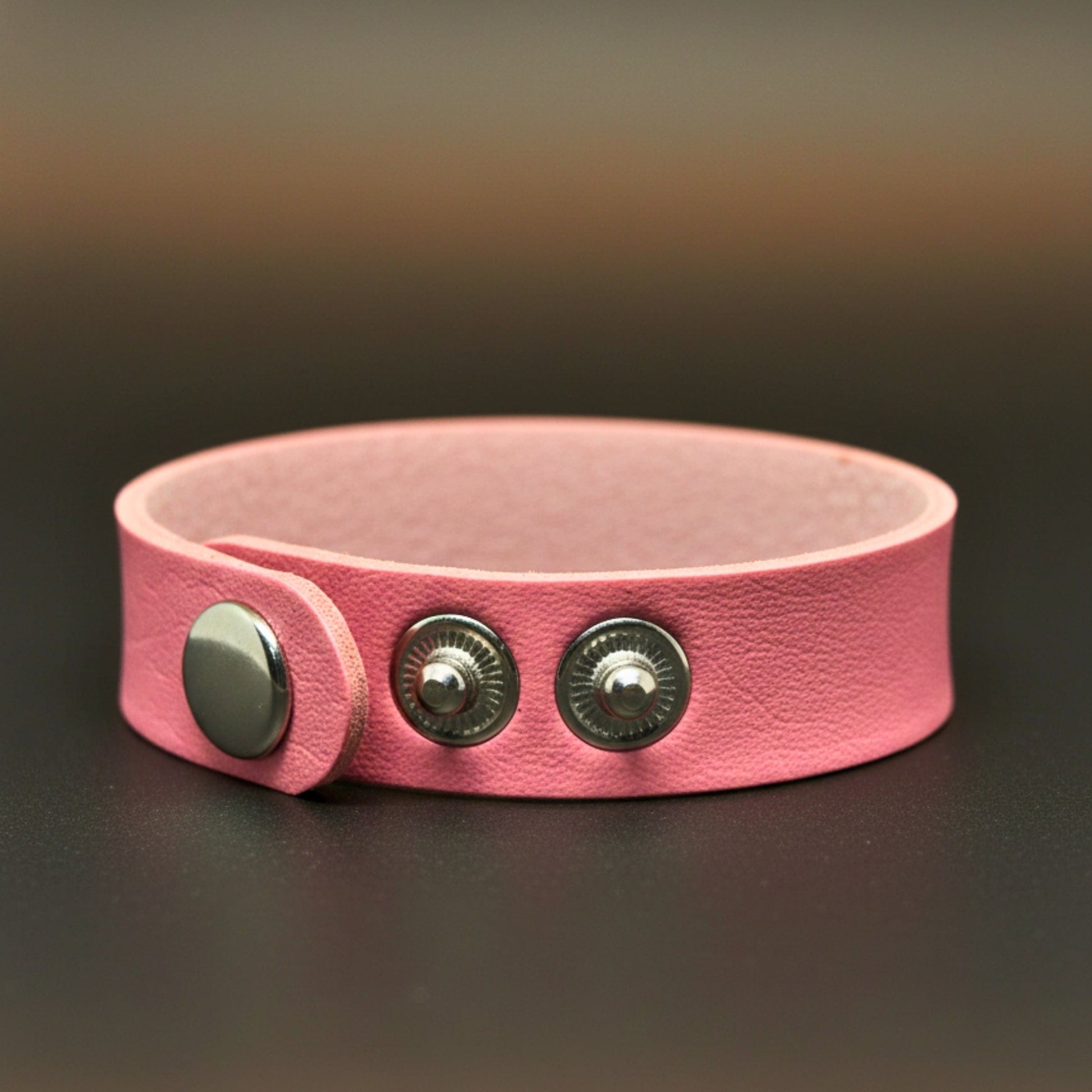 THE MEN THING Leather Bracelet BLAZEFIT BABY PINK STRAP - 18mm Genuine Leather Bracelet with Stainless Steel Stud button Closure for Men & Boys (6.6-7.1-7.6 inch)