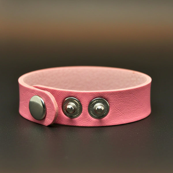 BLAZEFIT BABY PINK STRAP - 18mm Genuine Leather Bracelet with Stainless Steel Stud button Closure for Men & Boys (6.6-7.1-7.6 inch)