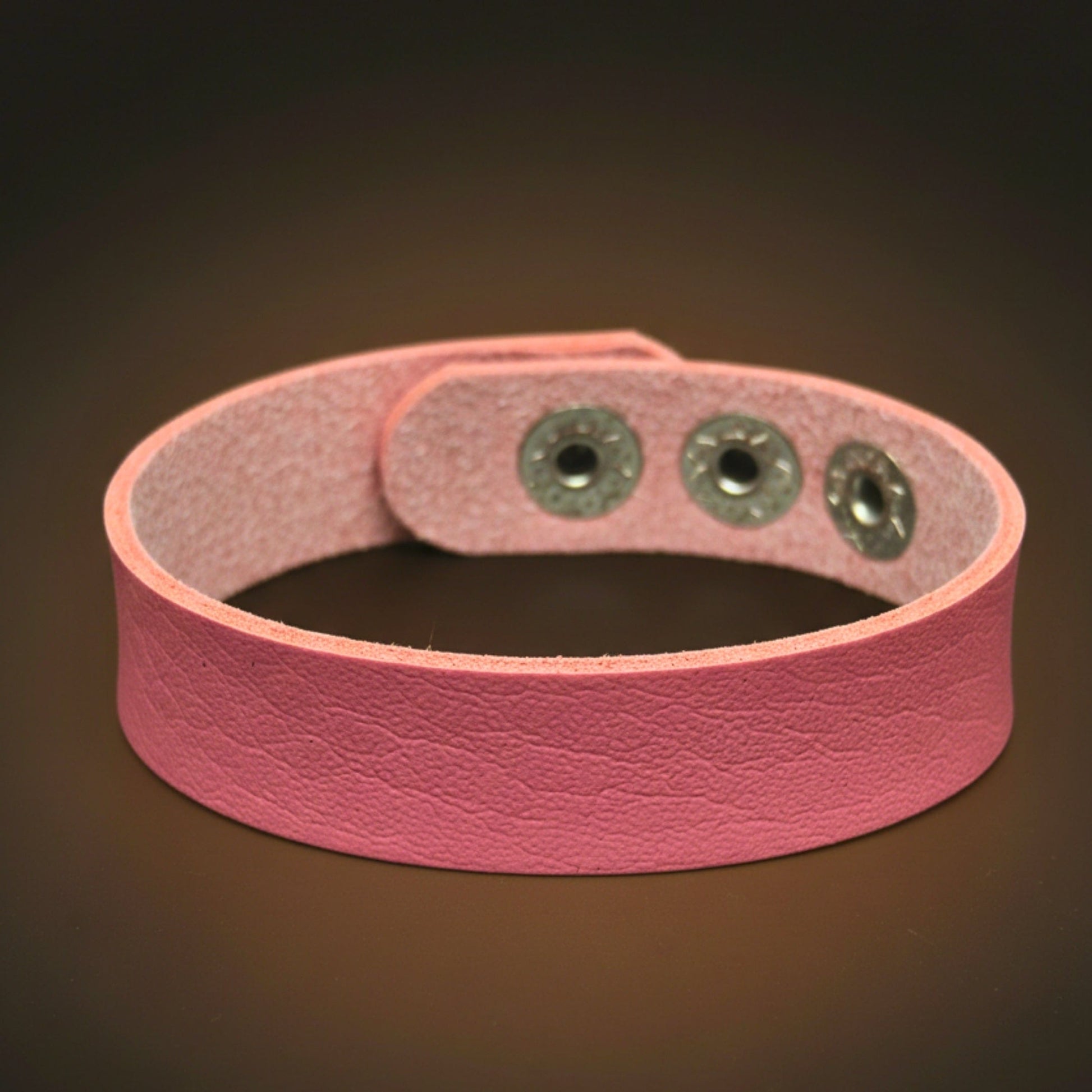 THE MEN THING Leather Bracelet BLAZEFIT BABY PINK STRAP - 18mm Genuine Leather Bracelet with Stainless Steel Stud button Closure for Men & Boys (6.6-7.1-7.6 inch)