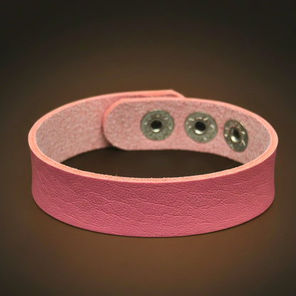 THE MEN THING Leather Bracelet BLAZEFIT BABY PINK STRAP - 18mm Genuine Leather Bracelet with Stainless Steel Stud button Closure for Men & Boys (6.6-7.1-7.6 inch)