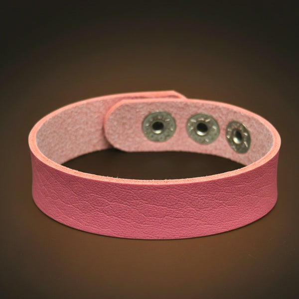 BLAZEFIT BABY PINK STRAP - 18mm Genuine Leather Bracelet with Stainless Steel Stud button Closure for Men & Boys (6.6-7.1-7.6 inch)