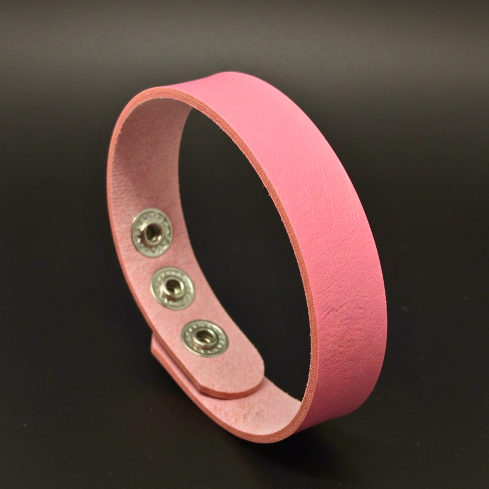 THE MEN THING Leather Bracelet BLAZEFIT BABY PINK STRAP - 18mm Genuine Leather Bracelet with Stainless Steel Stud button Closure for Men & Boys (6.6-7.1-7.6 inch)