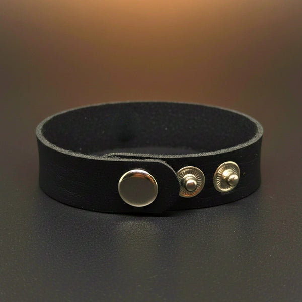 BLAZEFIT BLACK STRAP - 18mm Genuine Leather Bracelet with Stainless Steel Stud button Closure for Men & Boys (6.6-7.1-7.6 inch)