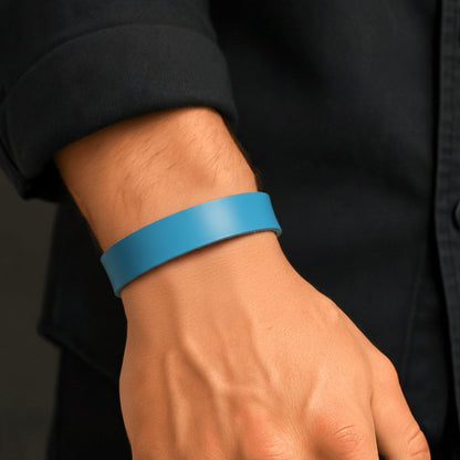 THE MEN THING Leather Bracelet BLAZEFIT BLUE STRAP - 18mm Genuine Leather Bracelet with Stainless Steel Stud button Closure for Men & Boys (6.6-7.1-7.6 inch)