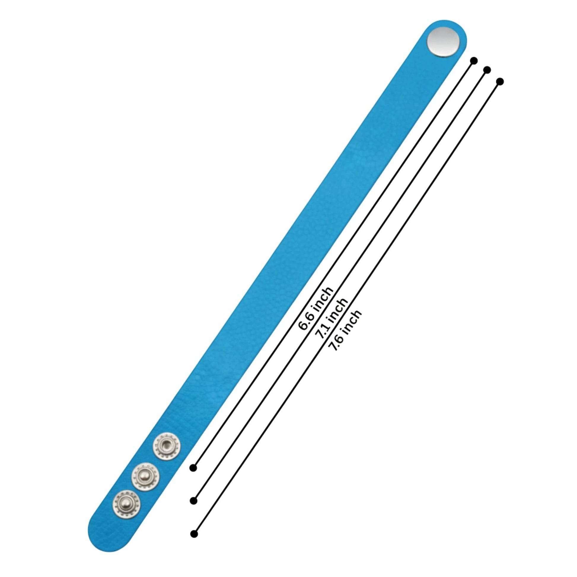 THE MEN THING Leather Bracelet BLAZEFIT BLUE STRAP - 18mm Genuine Leather Bracelet with Stainless Steel Stud button Closure for Men & Boys (6.6-7.1-7.6 inch)