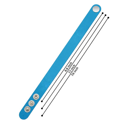 THE MEN THING Leather Bracelet BLAZEFIT BLUE STRAP - 18mm Genuine Leather Bracelet with Stainless Steel Stud button Closure for Men & Boys (6.6-7.1-7.6 inch)