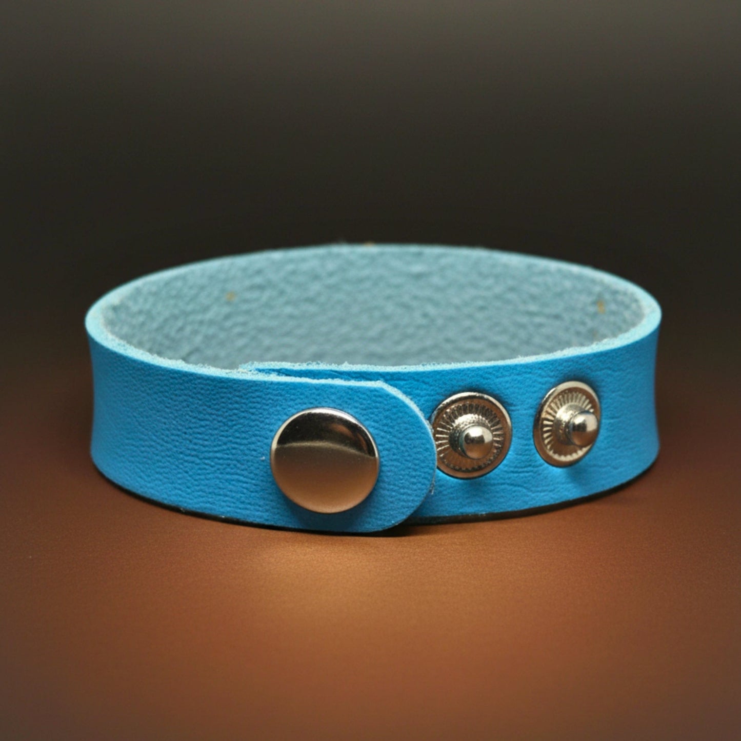 THE MEN THING Leather Bracelet BLAZEFIT BLUE STRAP - 18mm Genuine Leather Bracelet with Stainless Steel Stud button Closure for Men & Boys (6.6-7.1-7.6 inch)