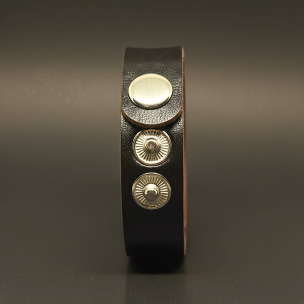 BLAZEFIT BROWN STRAP - 18mm Genuine Leather Bracelet with Stainless Steel Stud button Closure for Men & Boys (6.6-7.1-7.6 inch)