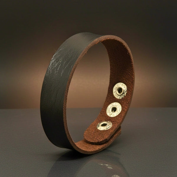 BLAZEFIT BROWN STRAP - 18mm Genuine Leather Bracelet with Stainless Steel Stud button Closure for Men & Boys (6.6-7.1-7.6 inch)