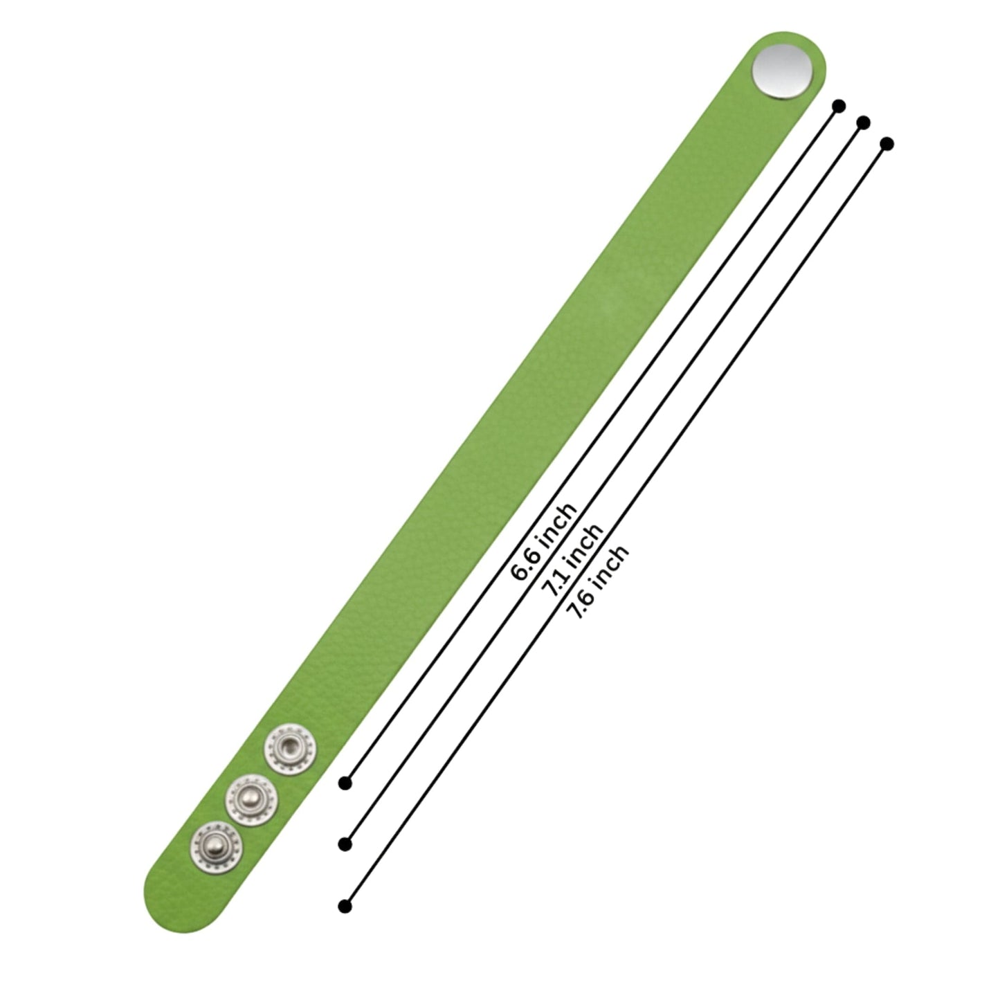 THE MEN THING Leather Bracelet BLAZEFIT GREEN STRAP - 18mm Genuine Leather Bracelet with Stainless Steel Stud button Closure for Men & Boys (6.6-7.1-7.6 inch)