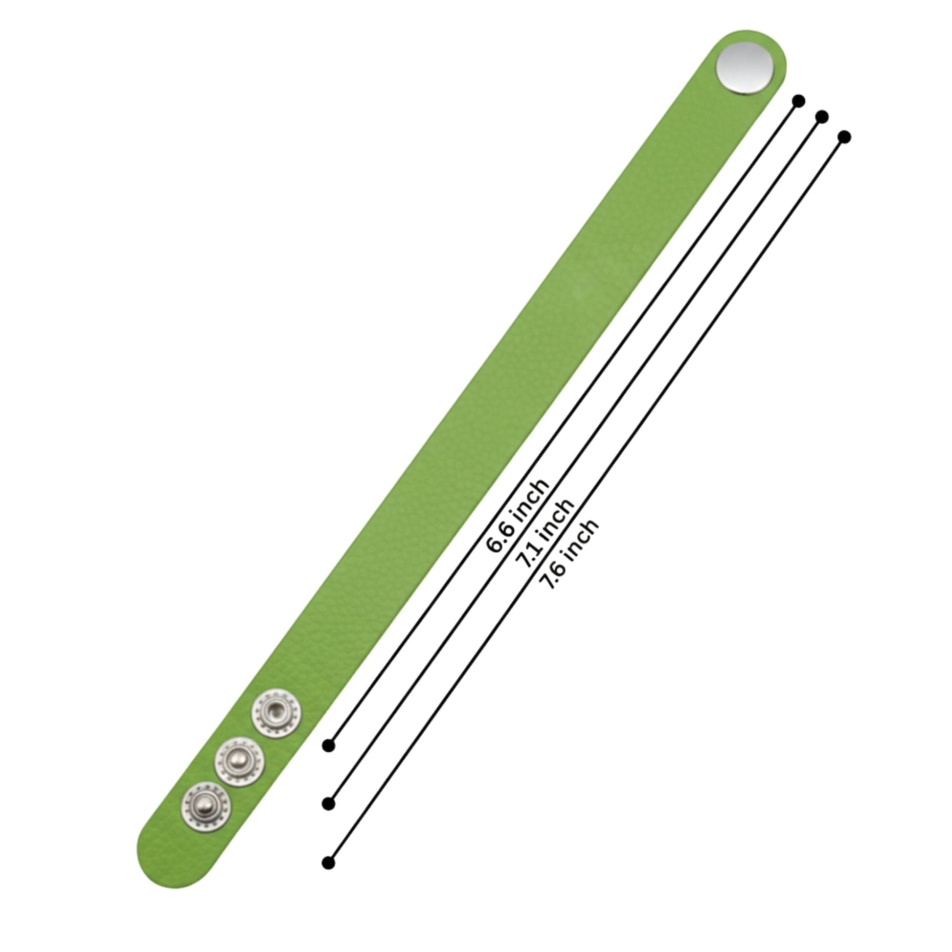 THE MEN THING Leather Bracelet BLAZEFIT GREEN STRAP - 18mm Genuine Leather Bracelet with Stainless Steel Stud button Closure for Men & Boys (6.6-7.1-7.6 inch)