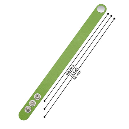 THE MEN THING Leather Bracelet BLAZEFIT GREEN STRAP - 18mm Genuine Leather Bracelet with Stainless Steel Stud button Closure for Men & Boys (6.6-7.1-7.6 inch)