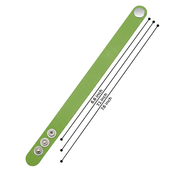 BLAZEFIT GREEN STRAP - 18mm Genuine Leather Bracelet with Stainless Steel Stud button Closure for Men & Boys (6.6-7.1-7.6 inch)