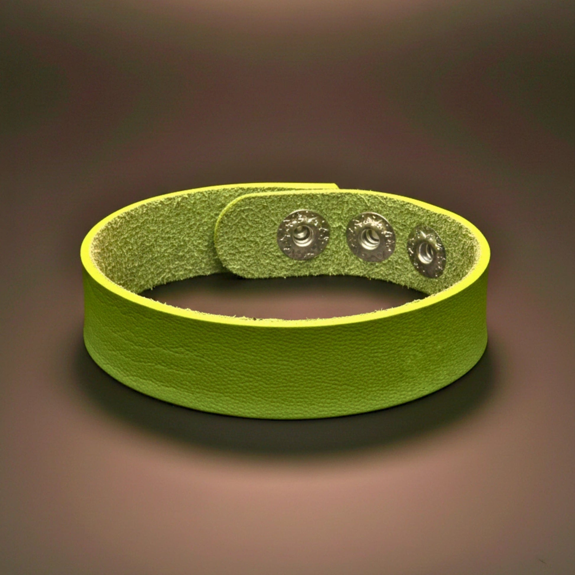 THE MEN THING Leather Bracelet BLAZEFIT GREEN STRAP - 18mm Genuine Leather Bracelet with Stainless Steel Stud button Closure for Men & Boys (6.6-7.1-7.6 inch)