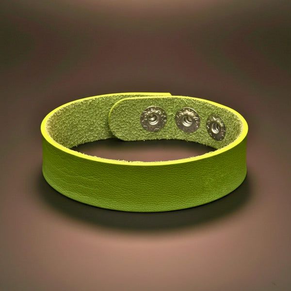 BLAZEFIT GREEN STRAP - 18mm Genuine Leather Bracelet with Stainless Steel Stud button Closure for Men & Boys (6.6-7.1-7.6 inch)