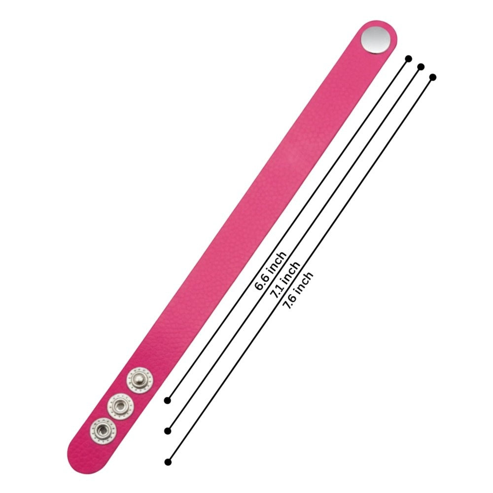 THE MEN THING Leather Bracelet BLAZEFIT PINK STRAP - 18mm Genuine Leather Bracelet with Stainless Steel Stud button Closure for Men & Boys (6.6-7.1-7.6 inch)