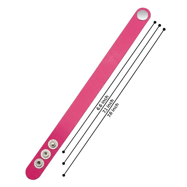 BLAZEFIT PINK STRAP - 18mm Genuine Leather Bracelet with Stainless Steel Stud button Closure for Men & Boys (6.6-7.1-7.6 inch)