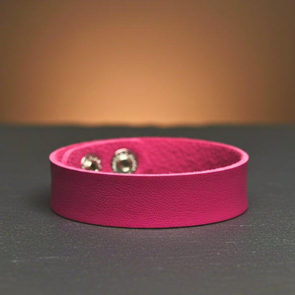 BLAZEFIT PINK STRAP - 18mm Genuine Leather Bracelet with Stainless Steel Stud button Closure for Men & Boys (6.6-7.1-7.6 inch)