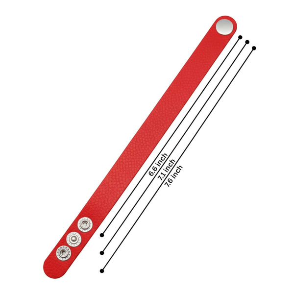 BLAZEFIT RED STRAP - 18mm Genuine Leather Bracelet with Stainless Steel Stud button Closure for Men & Boys (6.6-7.1-7.6 inch)