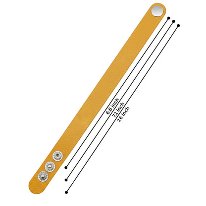 THE MEN THING Leather Bracelet BLAZEFIT YELLOW STRAP - 18mm Genuine Leather Bracelet with Stainless Steel Stud button Closure for Men & Boys (6.6-7.1-7.6 inch)