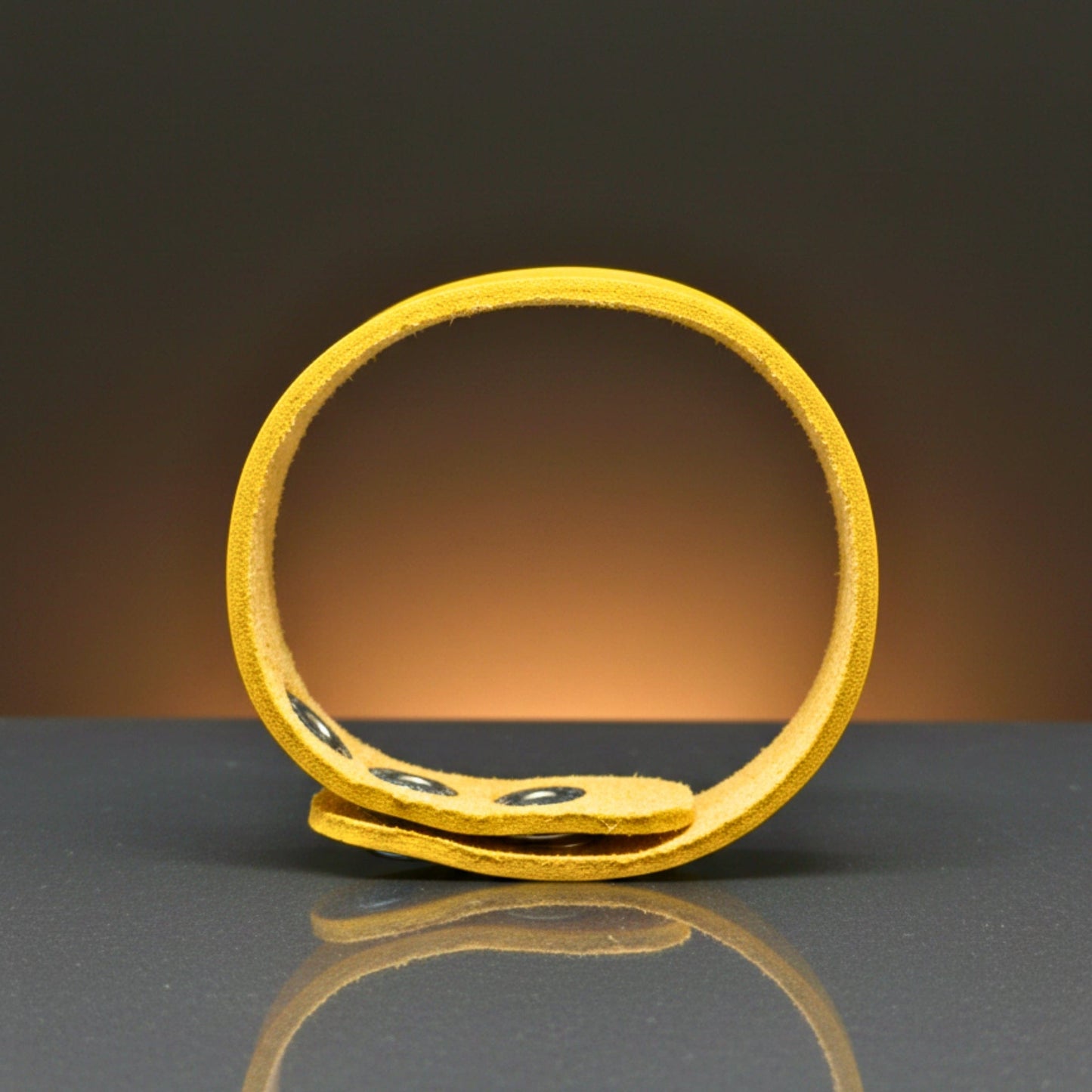 THE MEN THING Leather Bracelet BLAZEFIT YELLOW STRAP - 18mm Genuine Leather Bracelet with Stainless Steel Stud button Closure for Men & Boys (6.6-7.1-7.6 inch)