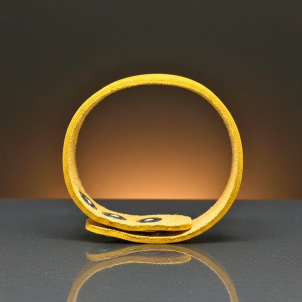 BLAZEFIT YELLOW STRAP - 18mm Genuine Leather Bracelet with Stainless Steel Stud button Closure for Men & Boys (6.6-7.1-7.6 inch)